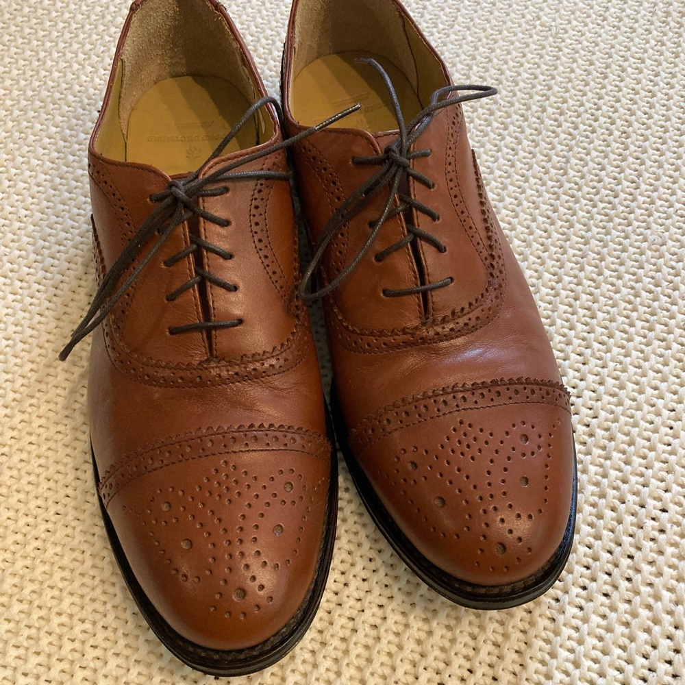 Brooks Brothers Oxford Shoes Mens 10.5 D Brown Leather Cap Toe Goodyear Welt EUC